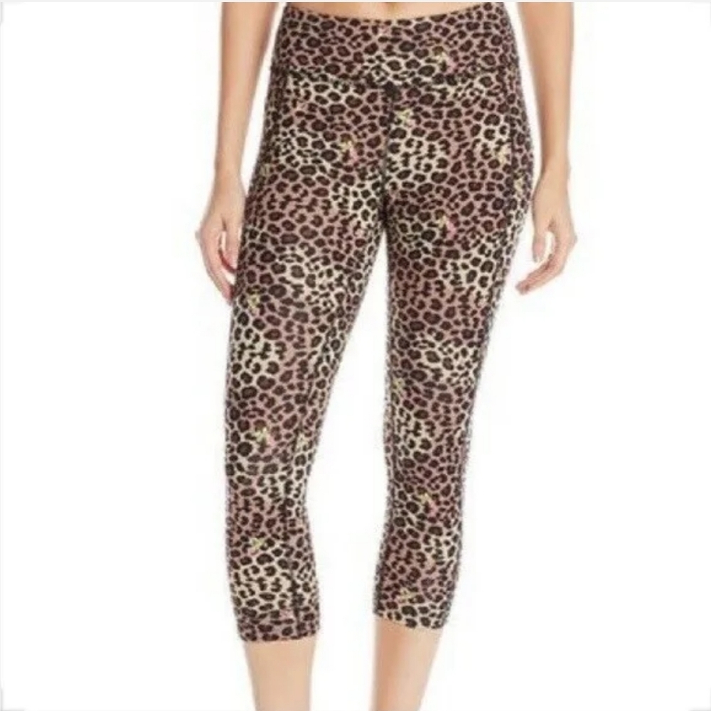 Betsey Johnson Stretch Leopard Floral Animal Print Compression Capri Leggings M